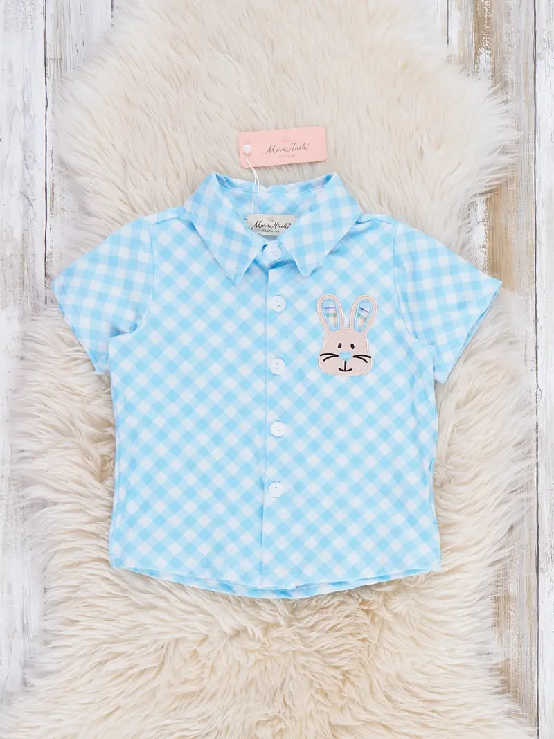 Bunny Square Play Embroidered Short-Sleeve Shirt 1