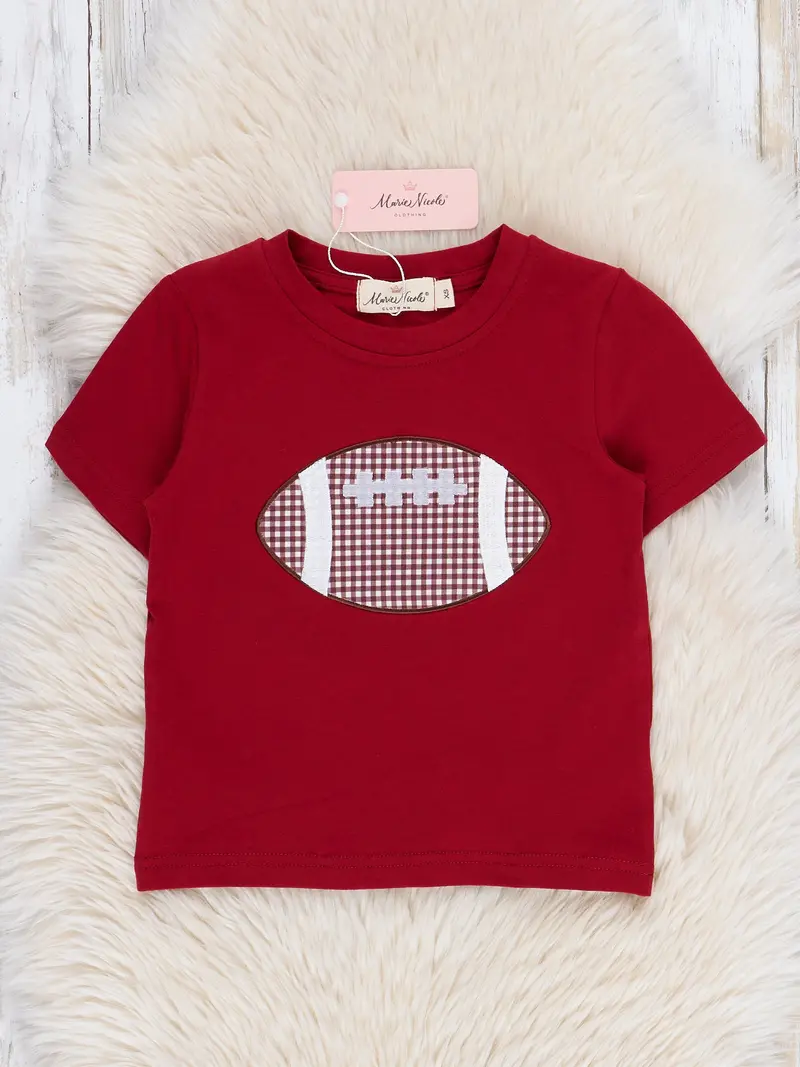 Burgundy Embroidered Football Graphic Shirt 1