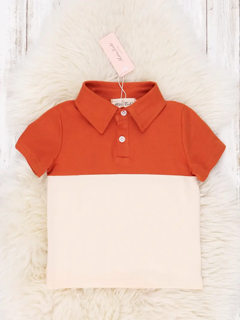 Burnt Orange Color-Block Polo Top 1