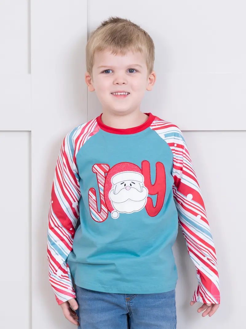 Candy Stripe Joy Raglan Top 1
