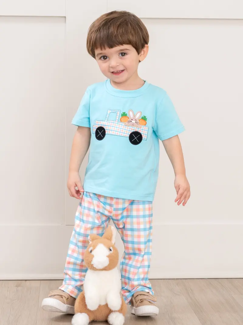Carrot Delivery Bunny Embroidered Matching Outfit Set 1