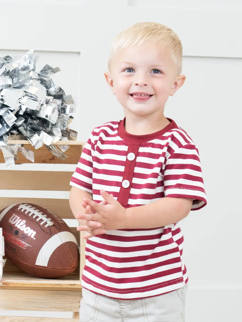 Casual Maroon And White Striped Shirt 1
