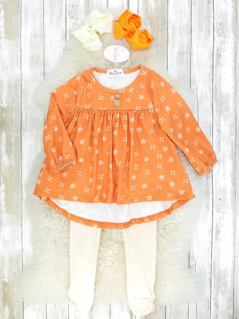 Casual Orange Swing Top Paired With Matching Leggings 1