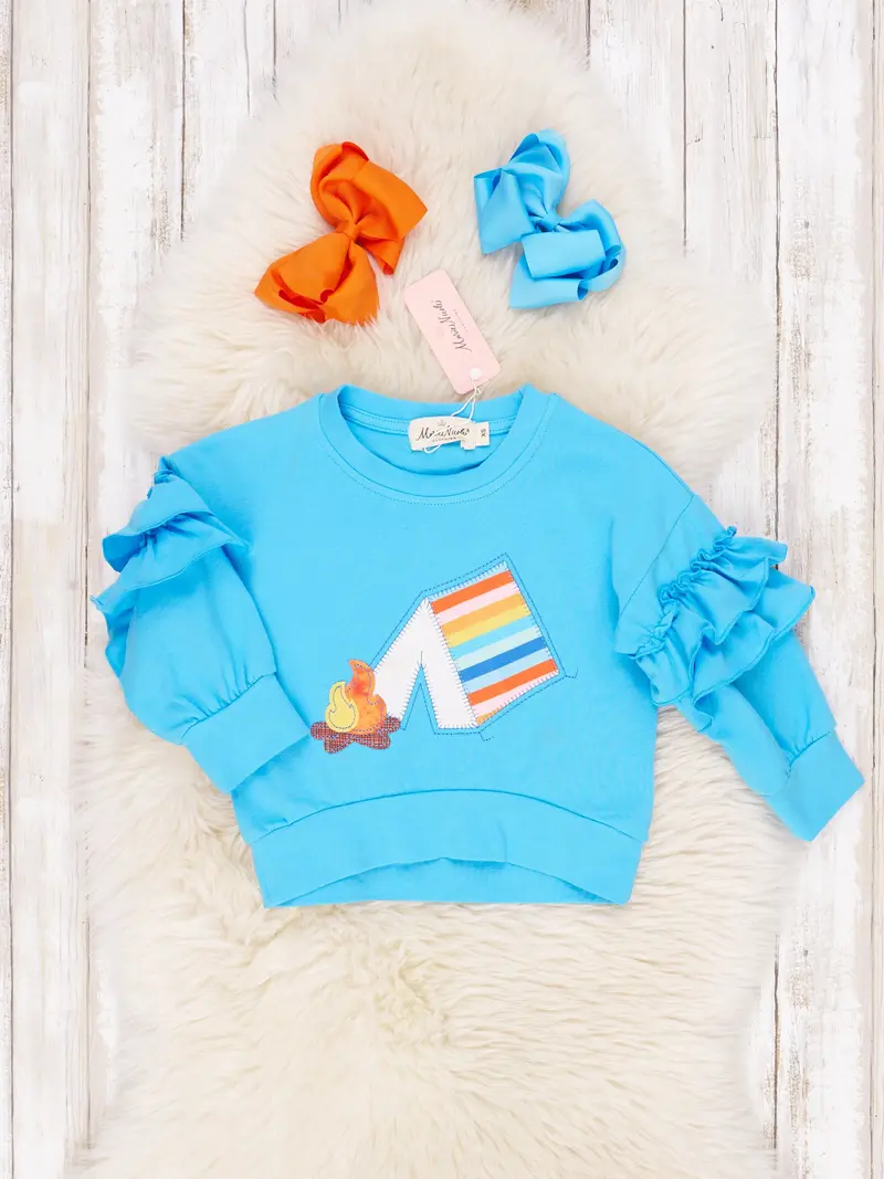 Cerulean Campfire-Themed Ruffle Crewneck Sweater 1