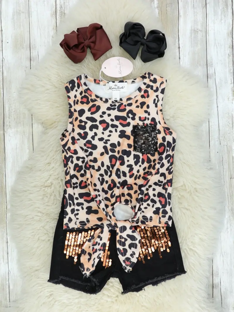 Cheetah-Print Peach Knot Top With Distressed Denim 1