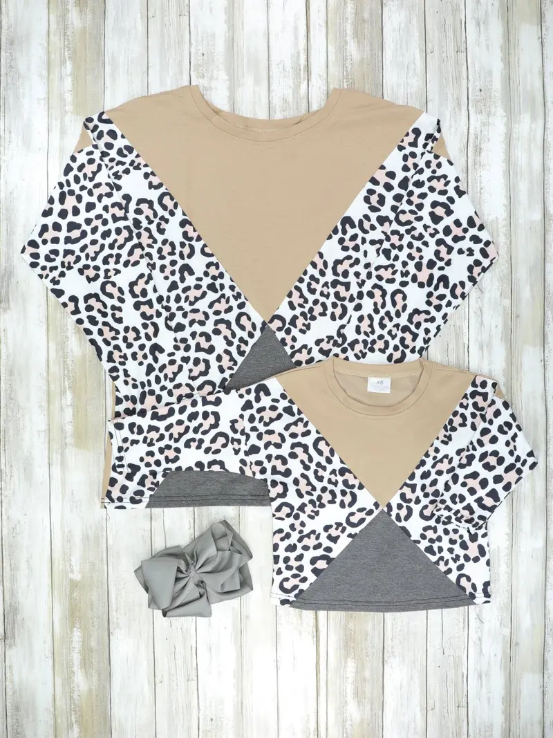 Cheetah Print Triangle Crewneck Top – Mom & Me