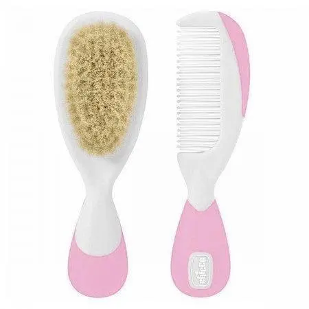 Chicco Baby Brush And Comb Set – Pink, Suitable From Birth 1