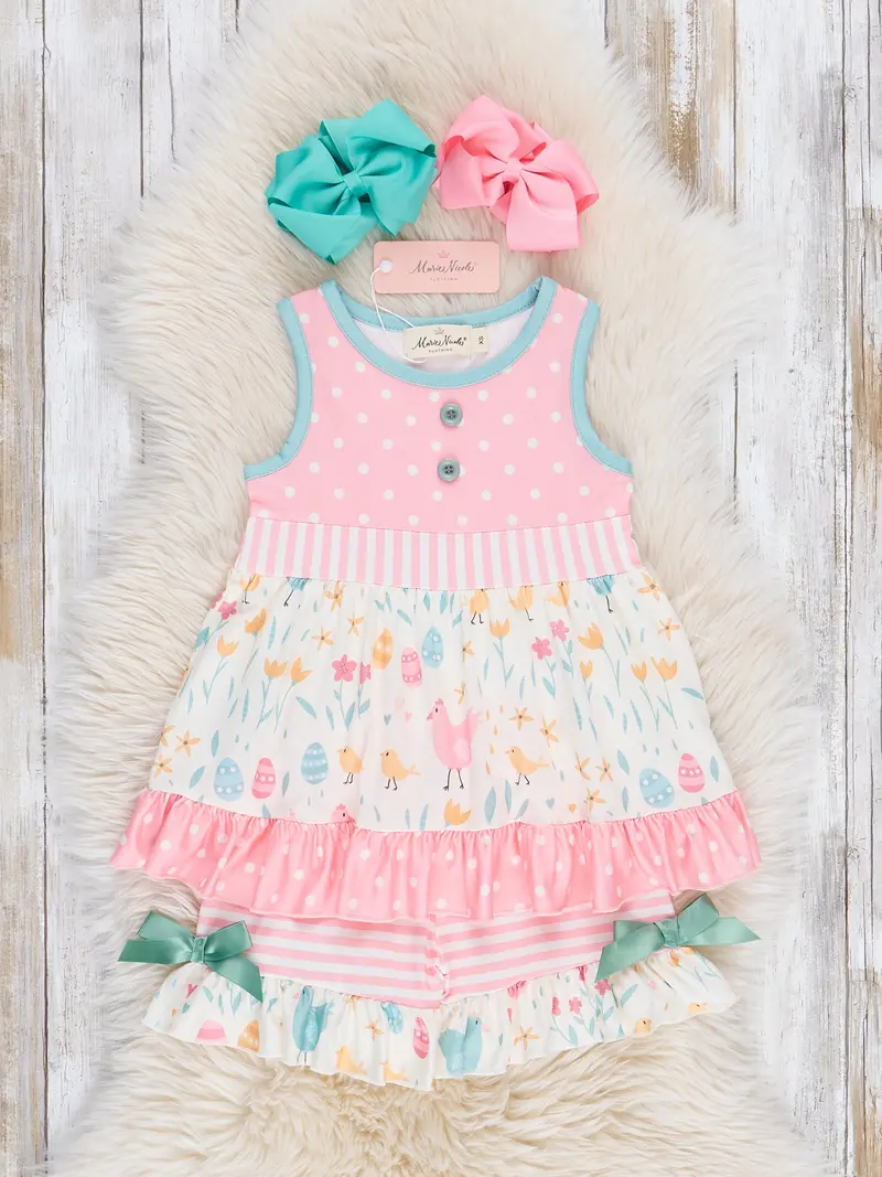 Chicken Egg Hunt Matching Ruffle Outfit Set 1