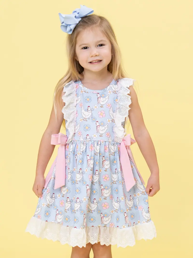 Chicken Garden Lace Detail Baby Dress 1