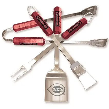 Cincinnati Reds 4-Piece Grill Set – Authentic Mlb Barbecue Accessories 1