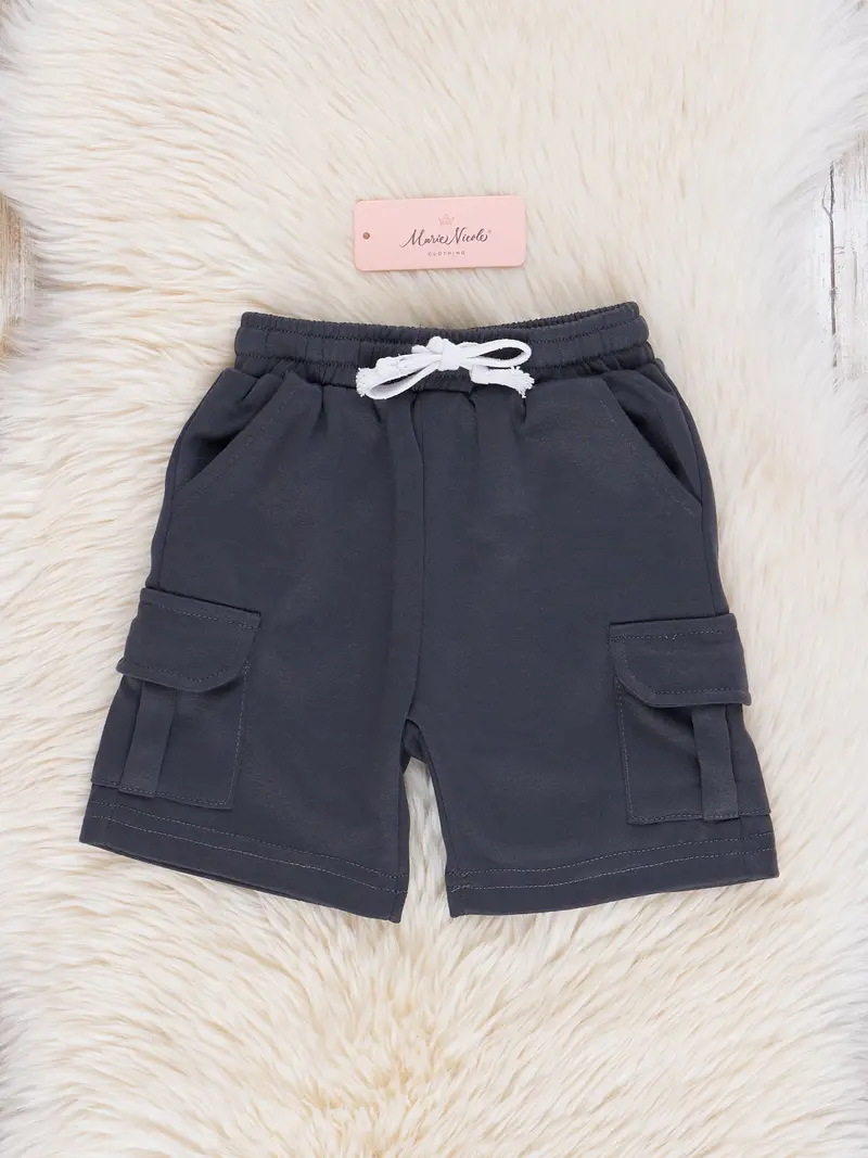 Classic Black Cargo Shorts For Kids 1