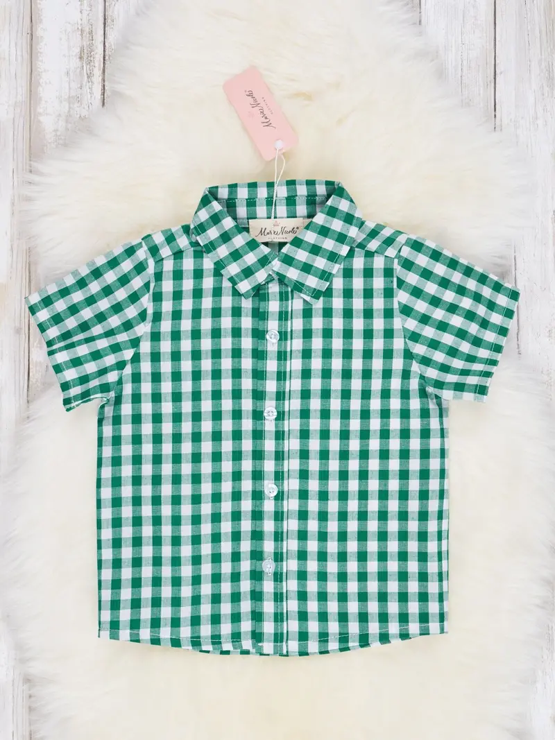 Classic Green Gingham Polo Top 1