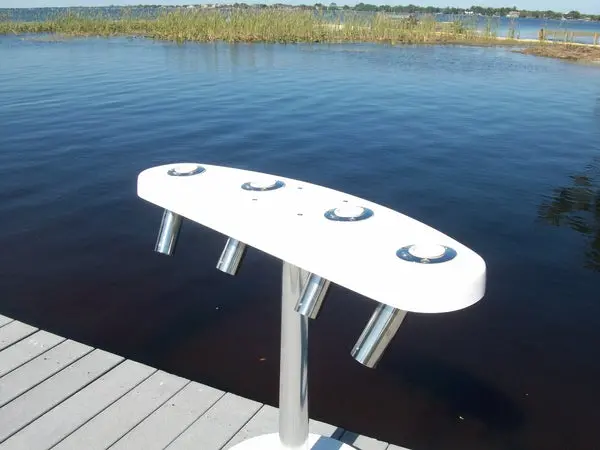 C&M Marine 4-Rod Rocket Launcher – Stainless Steel Stamped Rod Holders With Mounting Base 1
