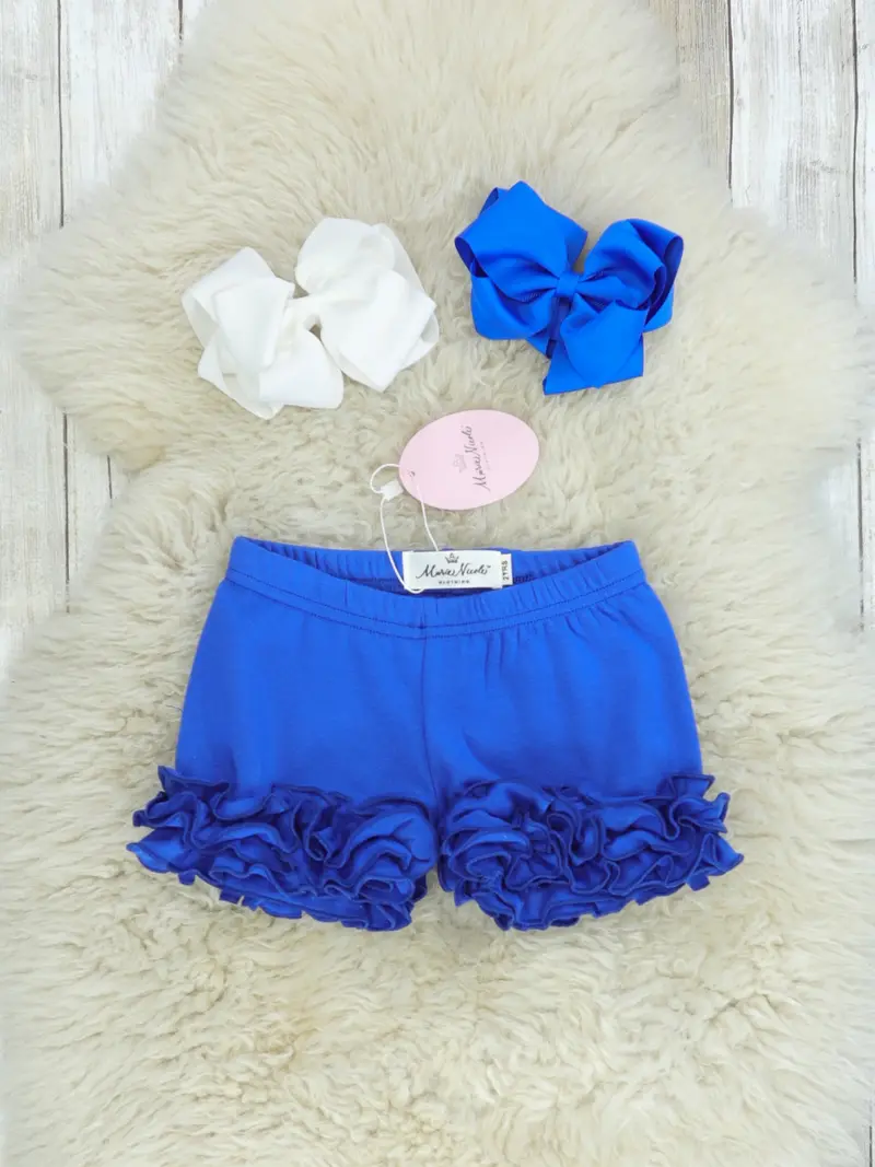 Cobalt Blue Cotton Icing Shorts 1