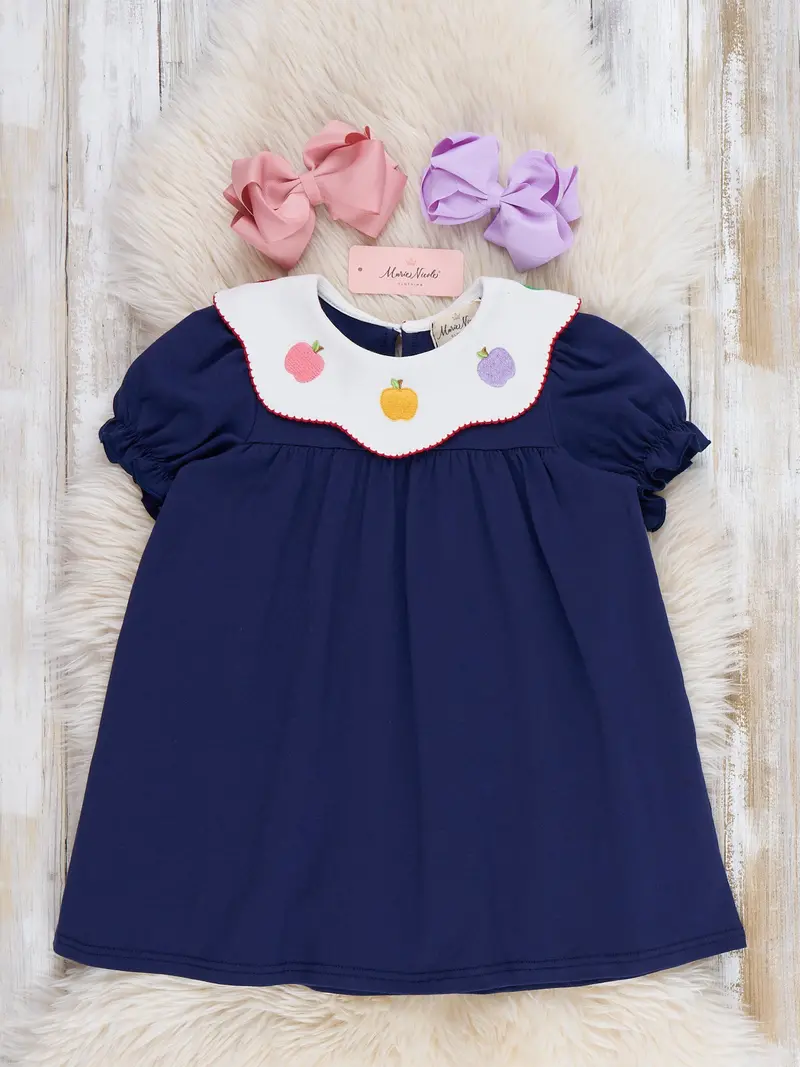 Colorful Embroidered Apple Cotton Dress 1
