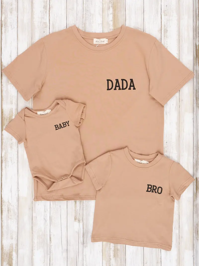 Coordinating Tan Dad & Me Outfit: Dada/Bro/Baby Options 1