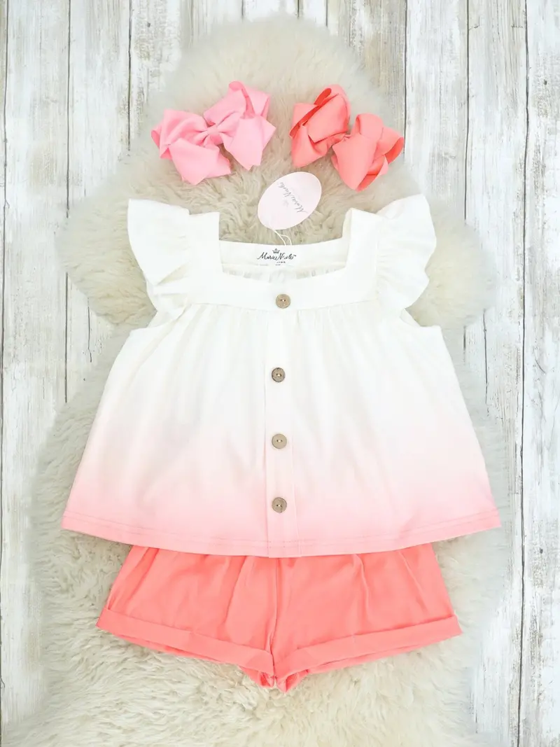 Coral And White Ombre Matching Outfit 1