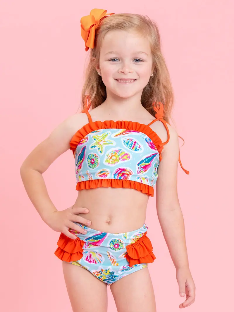 Coral Reef Pattern Ruffle Swimsuit 1