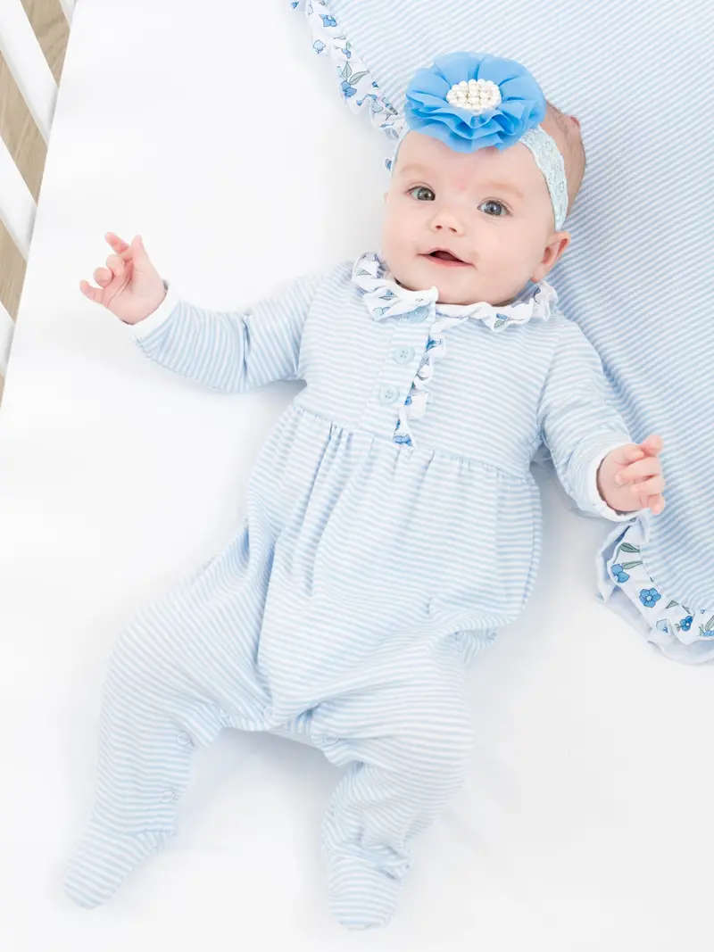 Cornflower Cottage Ruffle Footed Sleeper Pajamas 1