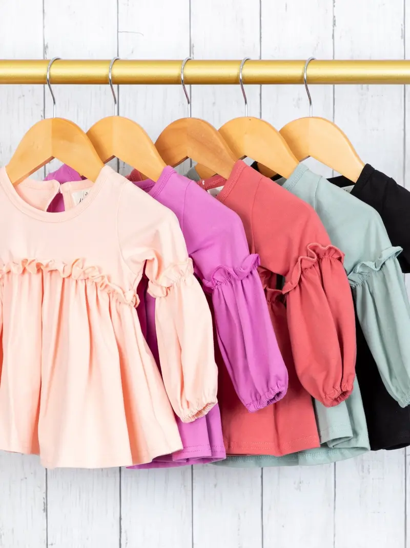 Cotton Ruffle Tunic With Puff Sleeves – Multi-Color Options 1