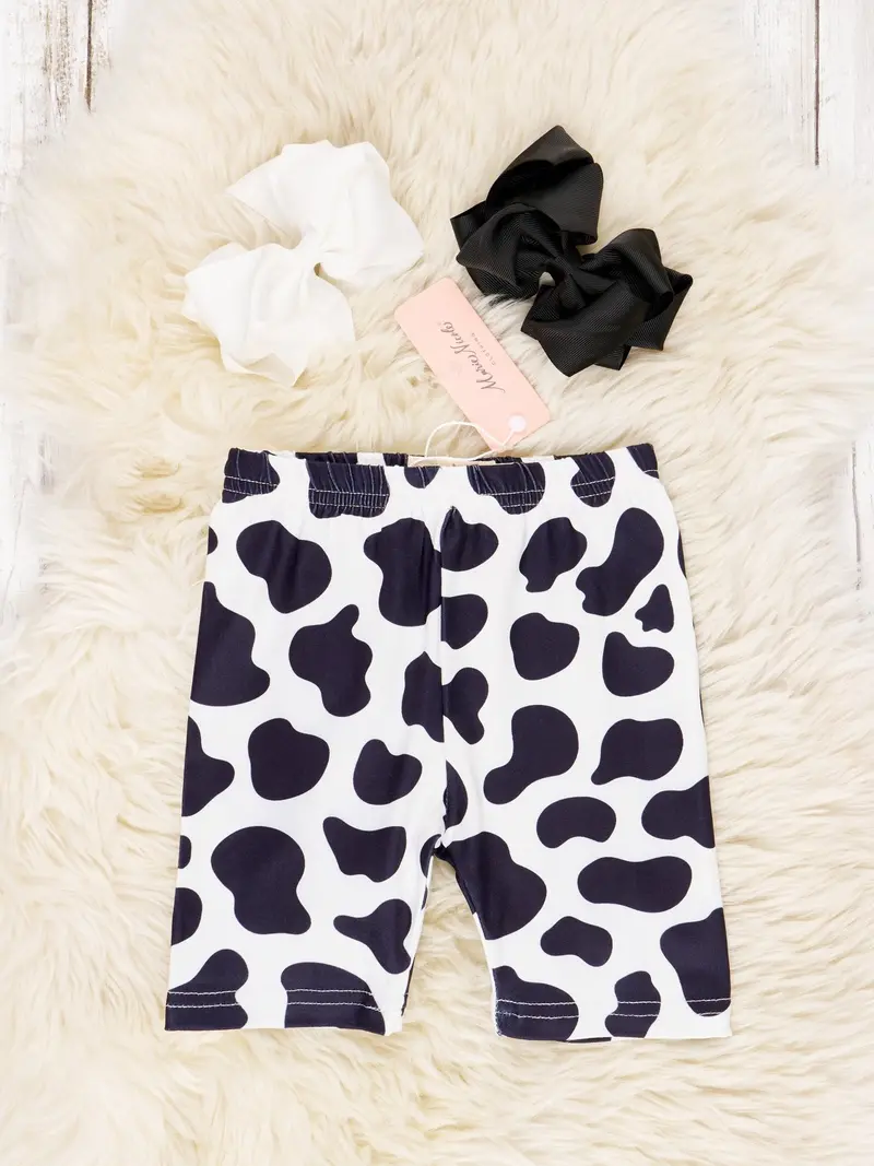 Cow Print Full-Length Biker Shorts 1