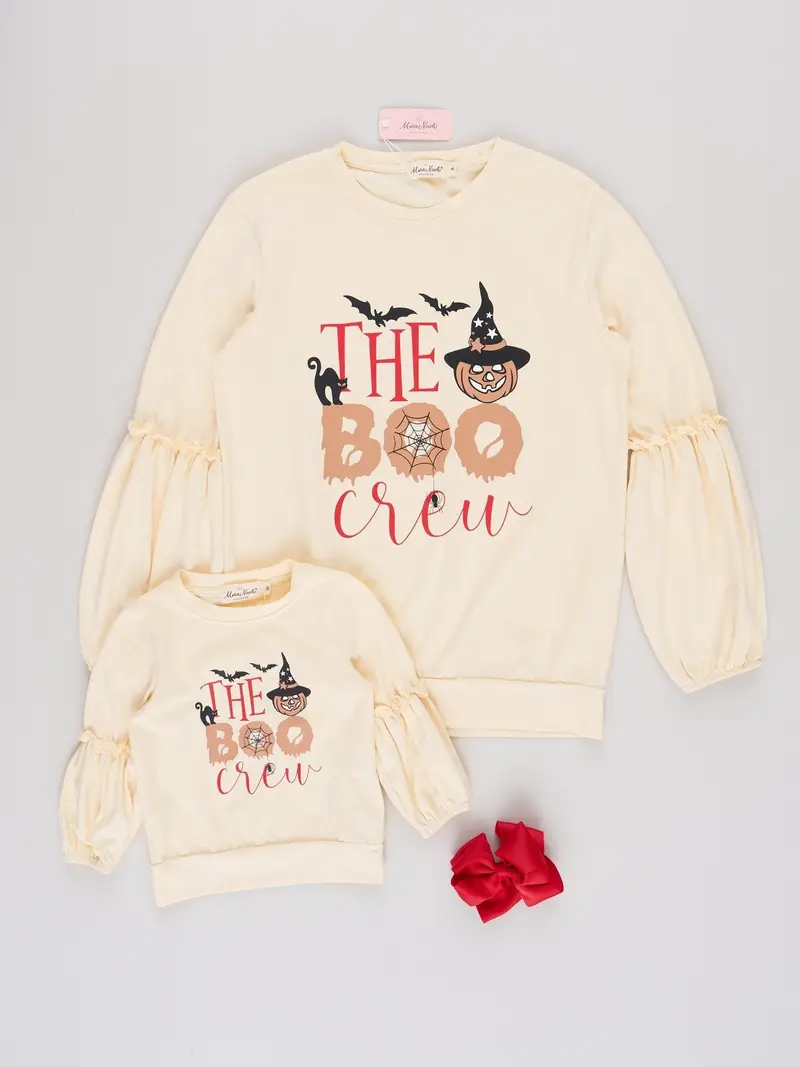 Cream Boo Crew Matching Shirt Set – Mom & Me 1