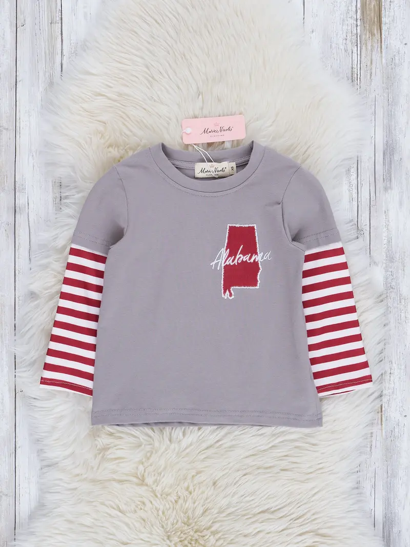 Crimson Striped Raglan Top For Toddlers 1