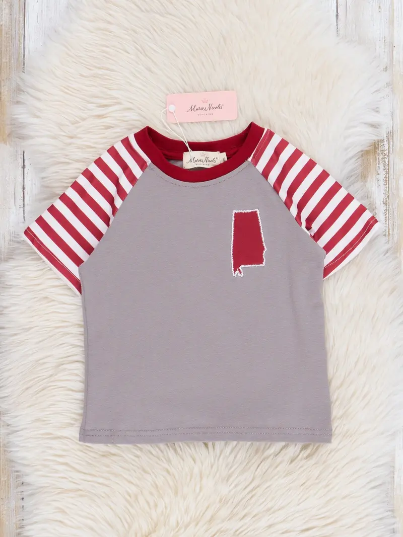 Crimson Striped Short-Sleeve Shirt – Al Collection 1