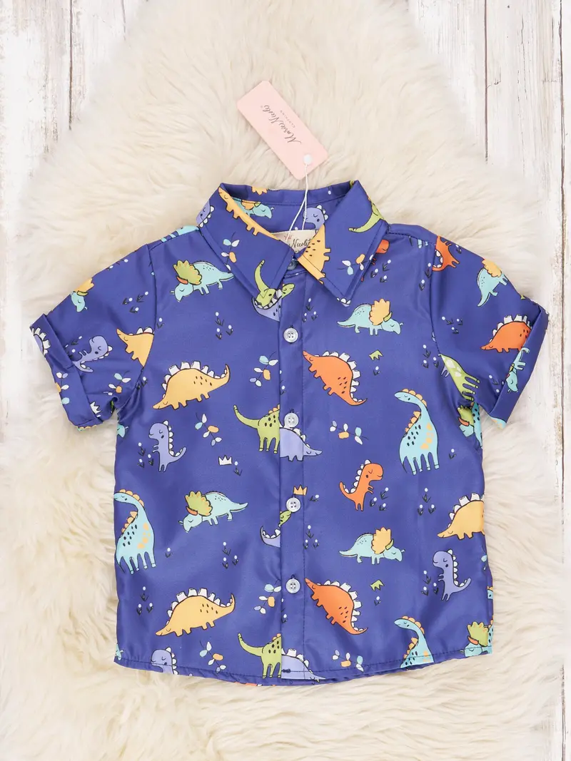 Dark Blue Dinosaur Polo Shirt 1