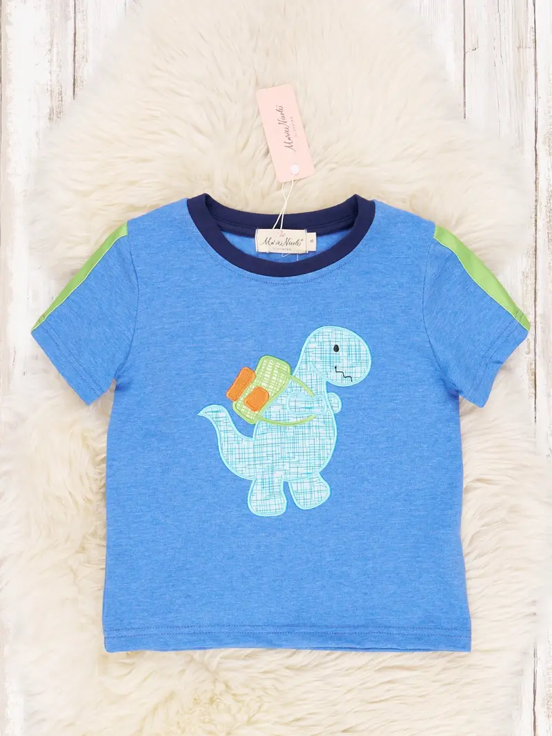 Dinosaur Backpack Graphic Tee In Blue 1