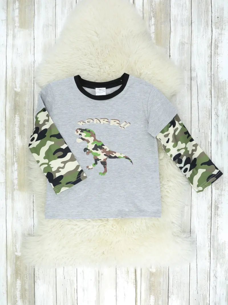 Dinosaur Camo Print Layered Shirt 1