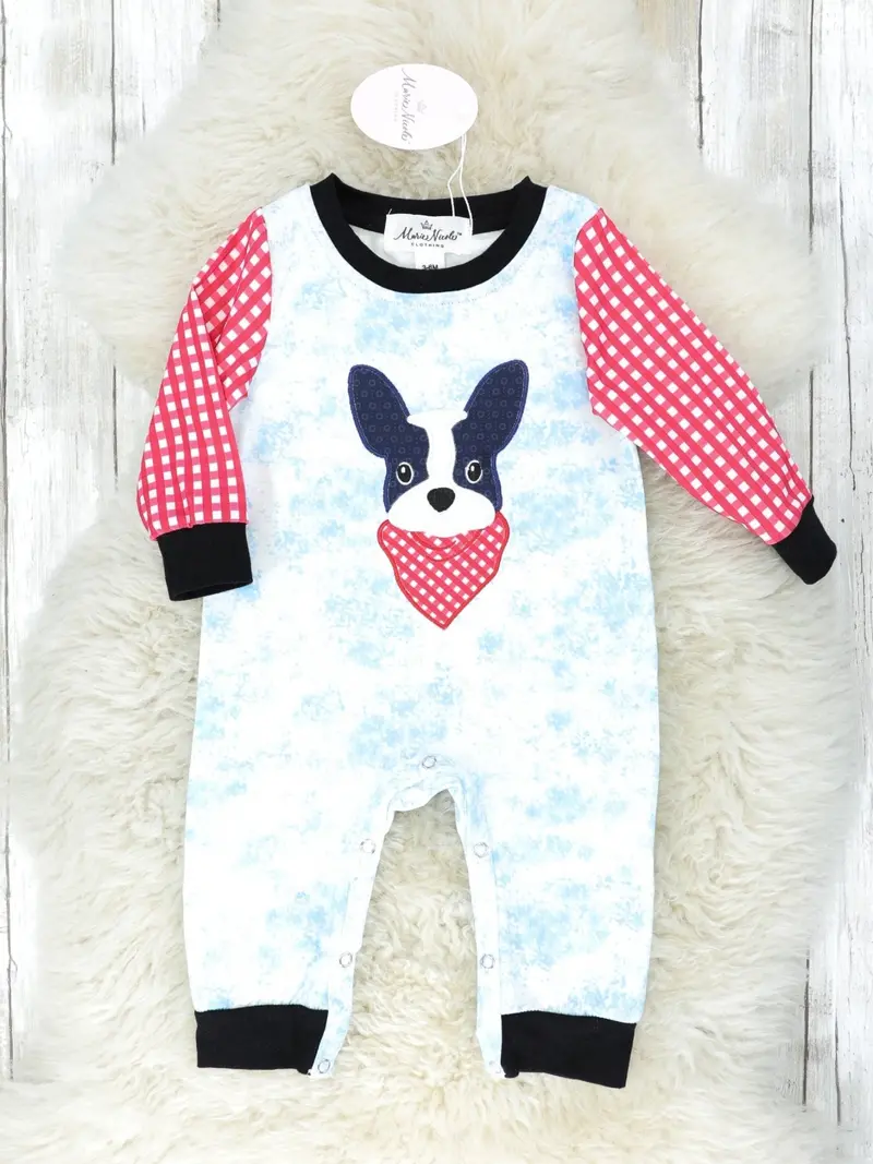 Dog Pattern Bandana Romper For Infants 1
