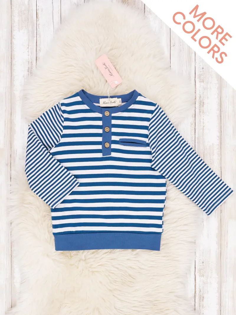 Double-Stripe Pocket Henley Shirt For Toddlers 1