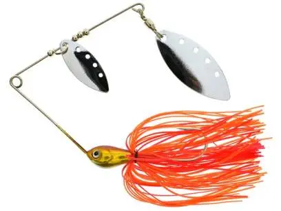 Dual-Blade Spinnerbait – 16G Orange Glitter Finish For Targeted Predator Action 1