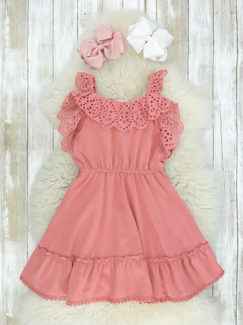 Dusty Rose Ruffle Midi Tank Dress Set For Mom And Girl 1