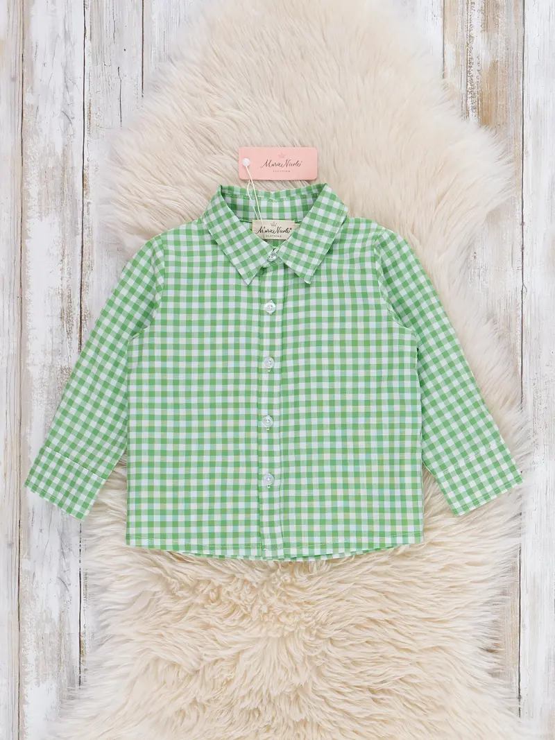 Evergreen Gingham Button-Front Shirt For Kids 1
