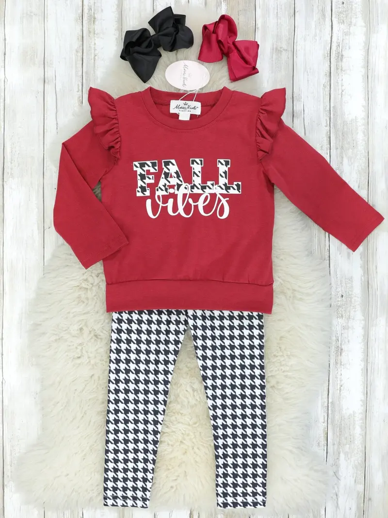Fall-Themed Houndstooth Ruffle Outfit For Toddlers 1