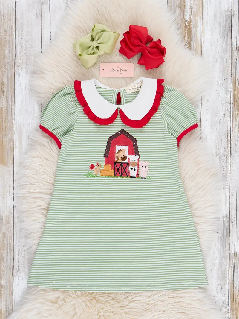 Farmhouse-Style Striped Dress With Embroidered Details 1
