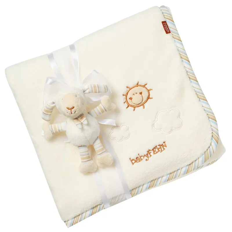 Fehn Babylove Sheep-Print Soft Receiving Blanket 1