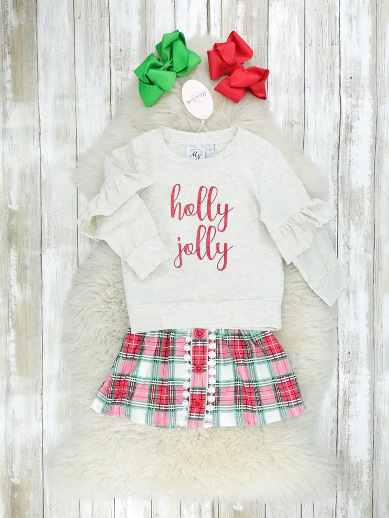 Festive "Holly Jolly" Plaid Holiday Outfit 1
