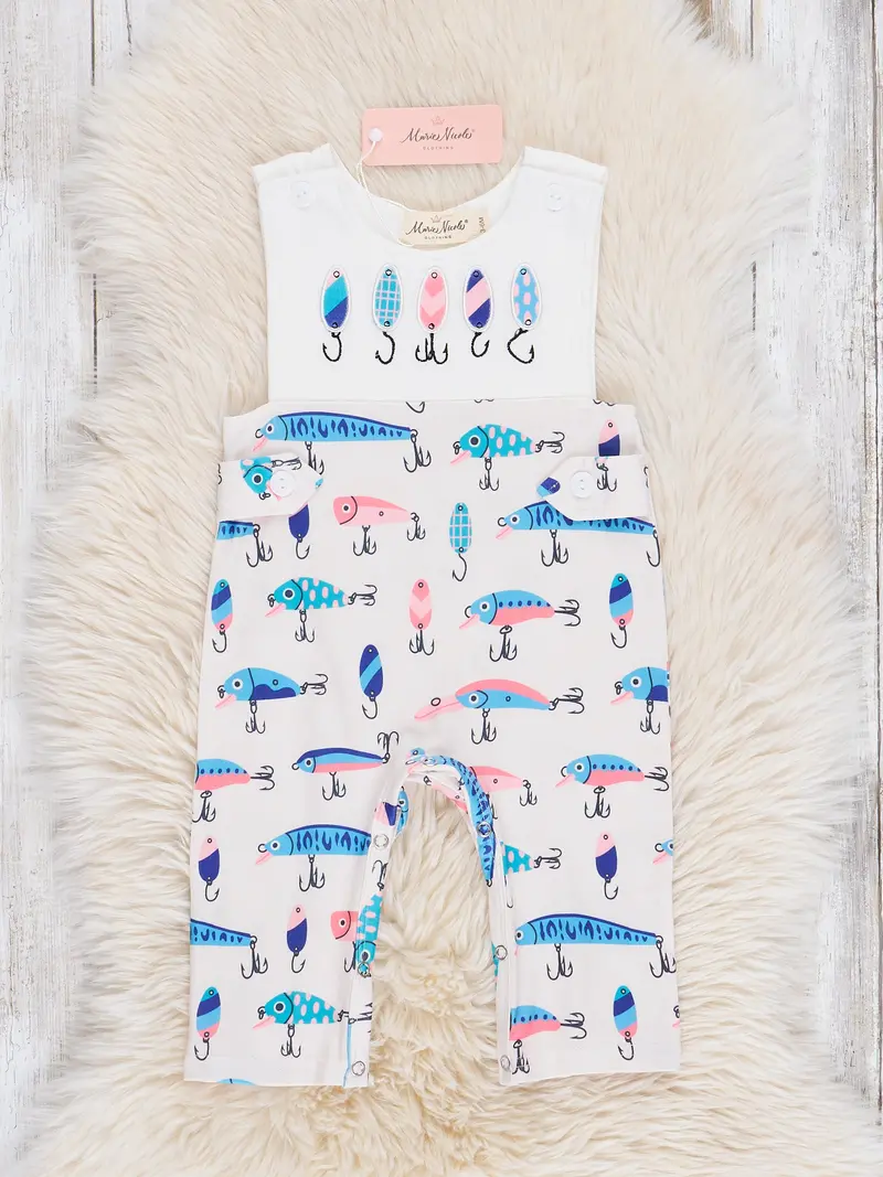 Fishing Lure Embroidered Johnny Romper 1