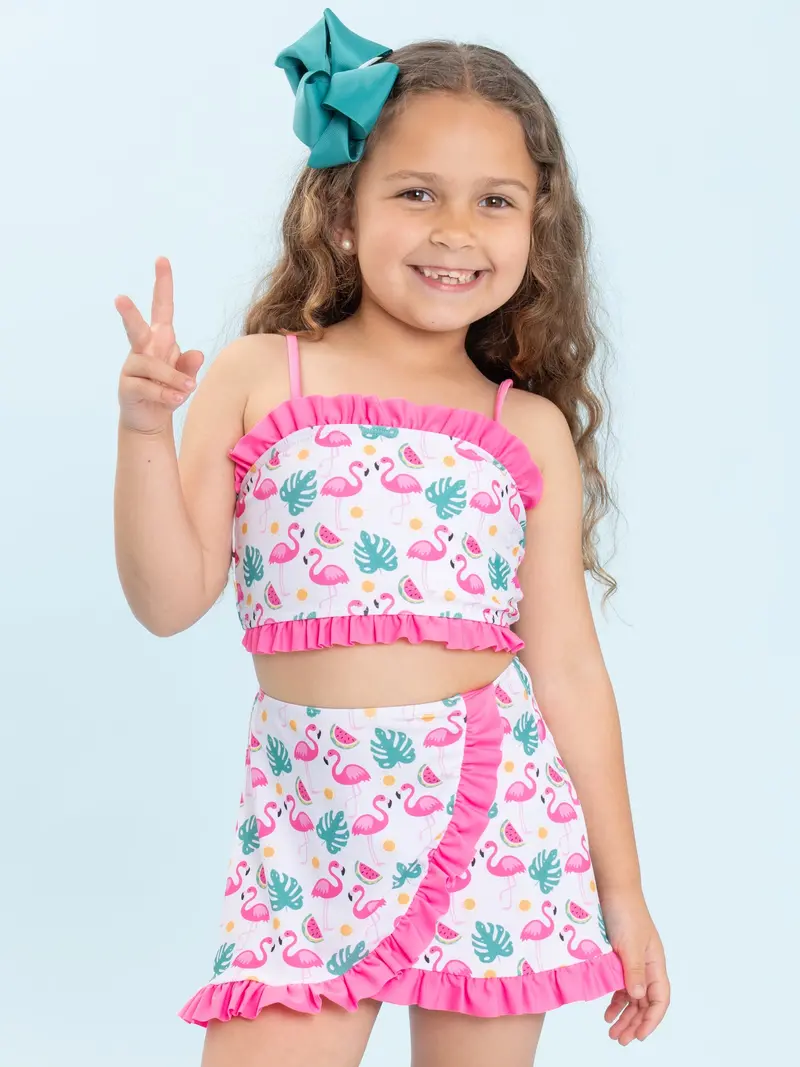 Flamingo Fiesta 3-Piece Ruffle Swimsuit Set 1