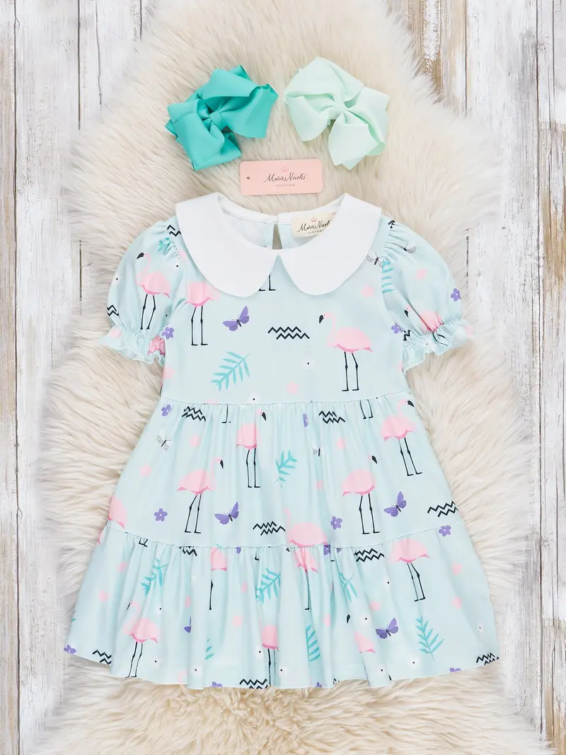 Flamingo Paradise Tiered Dress With Playful Prints 1