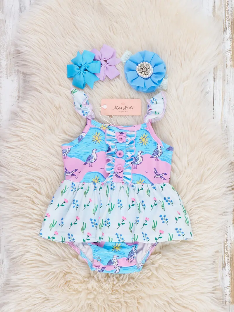 Floral Garden Ruffle Bubble Romper 1
