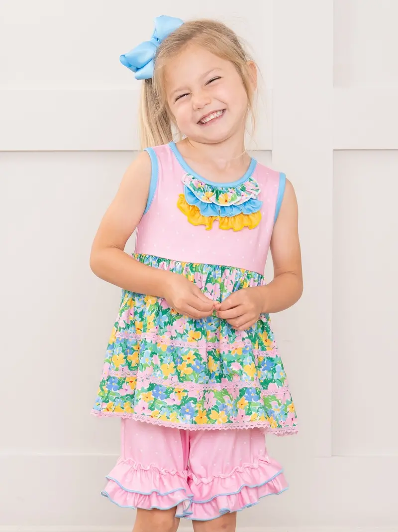 Floral Little Blossoms Ruffle Outfit Ensemble 1