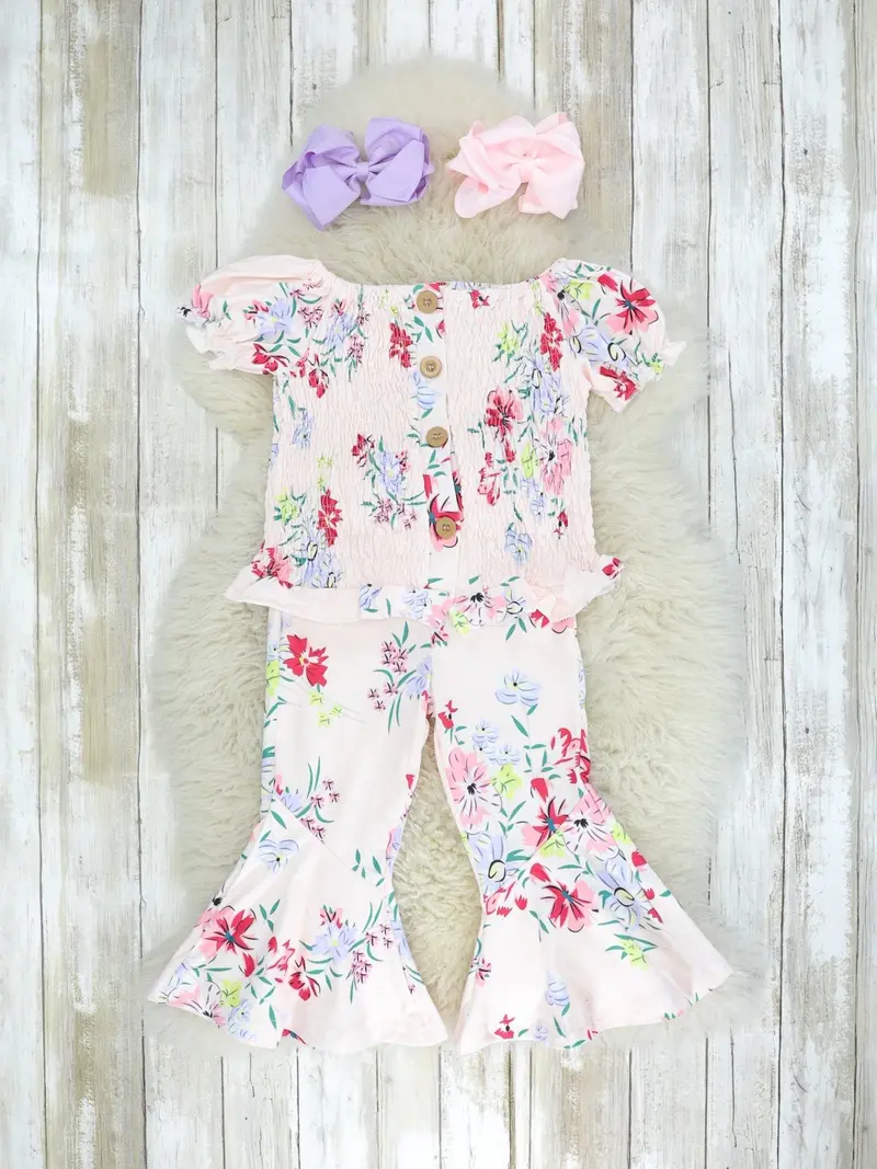 Floral Top With Bell Bottom Pants 1
