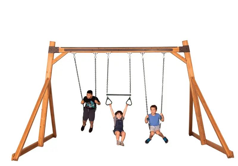 Freestanding Swing Beam Set With Belt Swings And Trapeze Bar 1