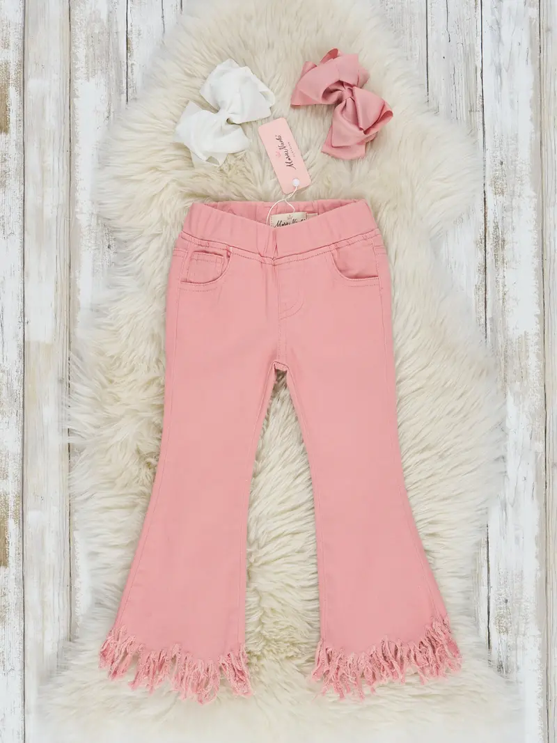 Fringe-Hem Bell Bottom Pants 1