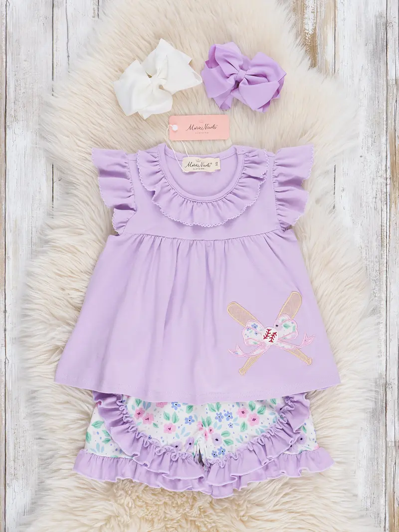 Garden-Inspired Baseball Embroidered Ruffle Outfit 1