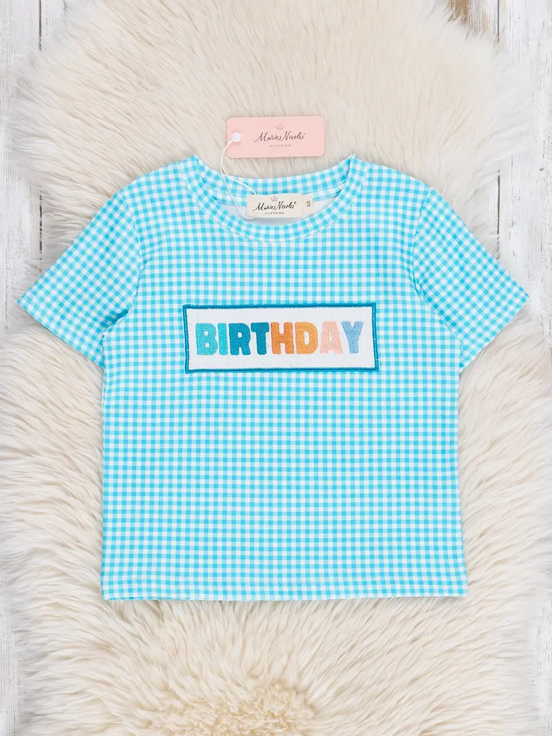 Gingham Smocked Birthday Party Short-Sleeve Shirt 1